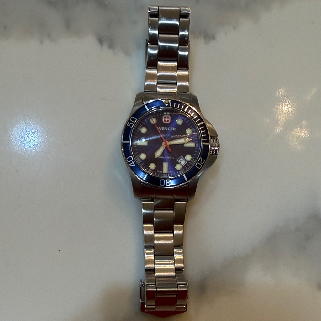 Wenger Blue Dial Silver Bracelet Watch